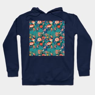 Blue and red floral pattern Hoodie